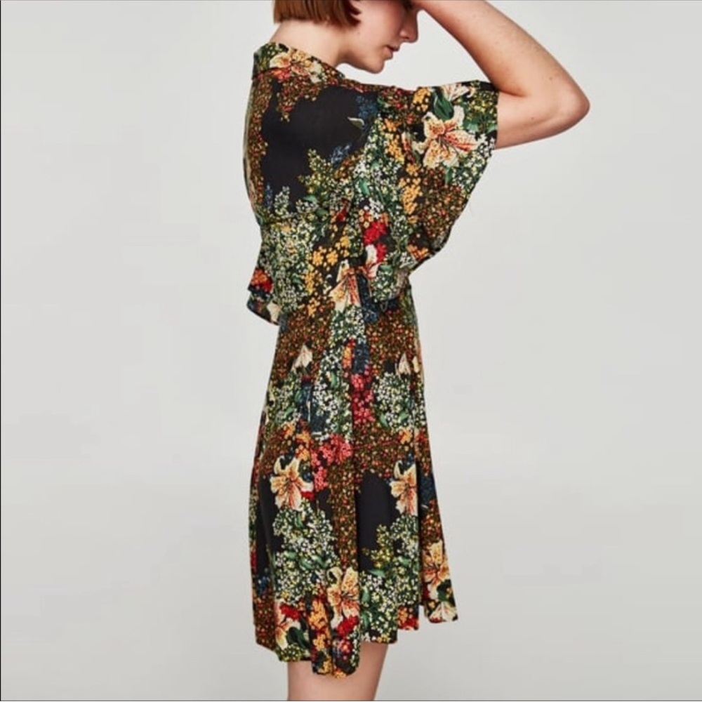 Zara Basic Tropical Print Button Down Mini Dress … - image 4